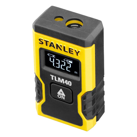 Laser Pocket Measure 12 m Handheld Distance Tool For Pros, Contractors, And DIYers, Compact And Durable Laser Measurer With Quick Readouts, Accurate Measurements, Ideal For Carpentry, Interior Design, And Renovations Model STHT77666-0, black and yellow