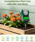 7-In-1 Soil Test Kit With Moisture, pH, Light, Fertility, Air And Soil Humidity And Temperature Meter in planter box