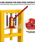 6 Ton Portable H Frame Hydraulic Press With Movable Plate And Overpressure Protection For Metalworking Auto Repair And DIY Projects Built For Pro Use And Home Workshops, yellow frame