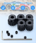 32P Hardened Steel Pinion Gear Set With Hex Key Screwdriver Built Tough For 1/8 RC Cars, 13T 14T 15T 16T 17T Teeth, 5mm Hole
