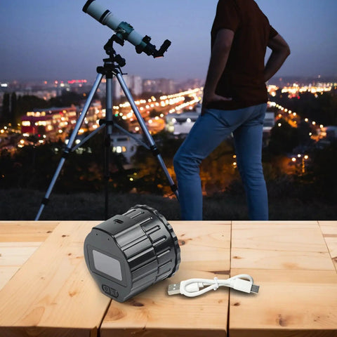 Telescope Camera Eyepiece With 1.5 Inch TFT Screen For 1080P Video Recording, displayed on wooden surface with USB cable
