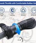 Best Bet Half Twist Throttle 3 Pin For 12 72V E Bike Ebike With Waterproof Extension Cable Male Connector Compatible With KT And Bafang Controllers showcasing rubber grip and features.