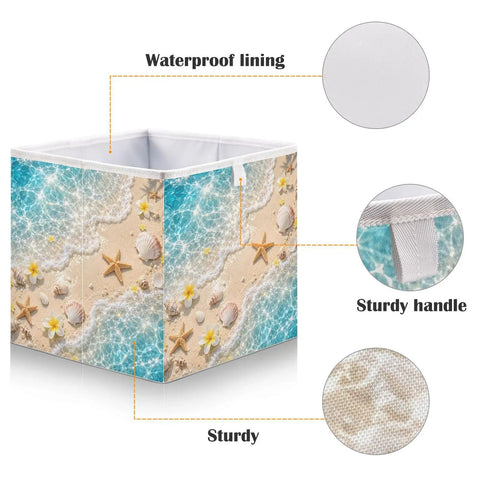 Kjdsxld Fabric Storage Bin Collapsible With Handles For Organization A457 Waterproof lining and sturdy handle design.