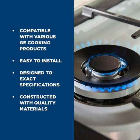 Medium Range Surface Burner Head WB16K10055 for 30 Inch Gas Stoves, even flame distribution, shown in use on a gas cooktop.