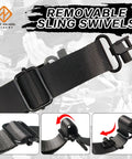 Crossbow Sling With Removable Swivels, Ultra Comfortable Neoprene Shoulder Strap, close-up showing detachable swivel clips