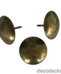 Top Shelf Antique Brass Upholstery Tacks One Inch Head heavy duty fasteners with chrome plated finish for DIY projects.