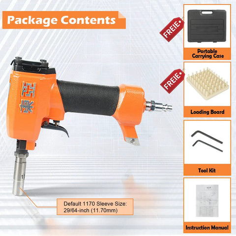 1170 Pneumatic Decorative Nailer For Upholstery Tacks And Furniture Finishing, Lightweight Aluminum Body With Accessories