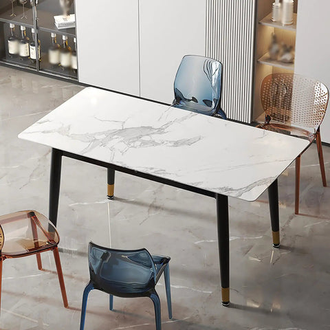 Heavy Duty Wrought Iron Table Legs, Industrial Rustic Desk Base, elegant marble tabletop with modern chairs for dining or office.