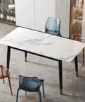 Heavy Duty Metal Table Legs Rock Solid Wrought Iron Desk Supports Built Tough under a marble top in modern dining setup.