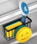 Smiley Face Sponge Holder With Two Suction Cups And One Adhesive Strip A 3 In 1 Sink Organizer For Sponge Soap Dish Brush Scrubber And More Black Durable Anti Slip Design For Everyday Use