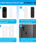 Image showing installation steps for Adhesive Doorbell Mounting Kit With Pin For Blink Video Doorbell And Outlet Wall Mount For Sync Module Core.