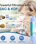 Child drinking water with RV Water Filter System 2 Pack For Drinking Water And Outdoor Use showcasing filtration benefits