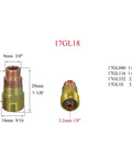 Stubby Gas Lens And Collet Bodies Kit For 17 And 26 Series TIG Torches with dimensions and size specifications shown