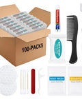 Bulk 100 Pack Travel Hygiene Kits With Disposable Toothbrushes Mini Toothpaste Individually Wrapped Combs Travel Size Shampoo