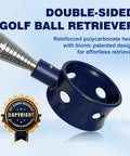 Telescopic Golf Ball Retriever 9, 12, 15 And 20 Ft Grabber Tool With Dual Sided Pick Up, stainless steel shaft, close-up