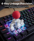 Turn Your Keyboard Into An Arcade Stick With A Four Key Linkage Mod For Fighting Games 3D Printed WASD To Joystick Keycap Kit Tool Free Install DIY Mini Controller For Retro Gaming Emulators And Arcade Style Play. 3D-printed white joystick kit on a mechanical keyboard