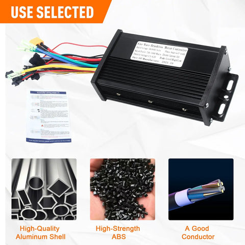Beefed-Up Ebike Controller For 36V 48V 64V Systems, 750W 1000W, 30A Sine Wave Brushless Motor Controller, aluminum enclosure