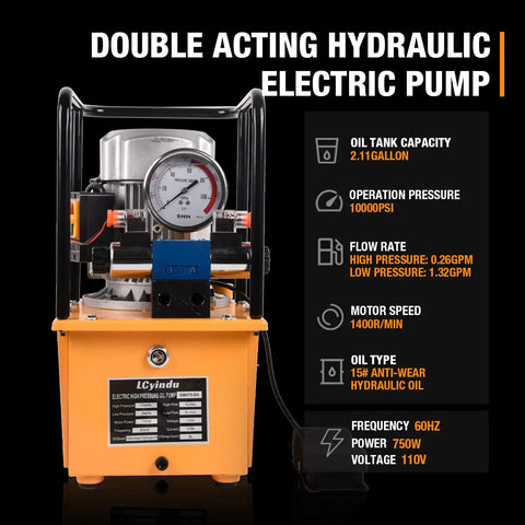 Workhorse Grade Electric Hydraulic Pump With 10000 Psi Max Pressure And Built Tough Double Acting Solenoid Valve For Smooth Heavy Load Lifting No Hassle Portable Power Pack