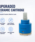 Heavy Duty 35MM Ceramic Faucet Cartridge Replacement, blue ceramic material, designed for smooth water flow in faucets.