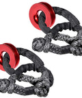 Four Pack Beefy Synthetic Soft Shackle Rope Set With Protective Sleeve 38,000 Lb Capacity Plus Two Red Recovery Rings
