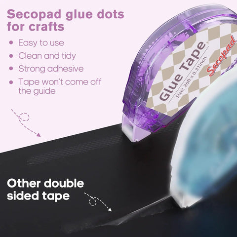 Double Sided Craft Tape Roller Kit 12 Pack for Scrapbooking and Card Making 0.3 Inch by 26 Feet Clear Adhesive on black surface