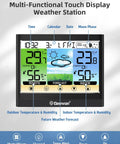 Wireless Indoor Outdoor Weather Station With Thermometer Hygrometer Dew Point And Heat Index Touchscreen LCD Display