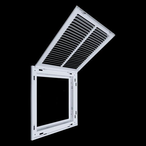 Fits 18 By 18 Duct Opening Steel Return Air Grille With Removable Door For One Inch Filters White Vent Cover Opened