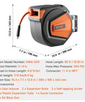 Shop Grade Retractable Air Hose Reel With Sixty Five Foot Three Eighths Inch Hybrid Hose Auto Rewind 300 PSI enclosed reel