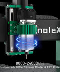 CNC Router Machine 4030-Evo Ultra 2 With All Metal XYZ Axes and 800W Trim Router in action, showing dual steel linear guides.