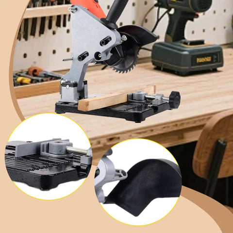 Angle Grinder Stand Bracket Holder Desktop Base Cast Iron With Vibration Reducing Design for precise workshop use on wooden table