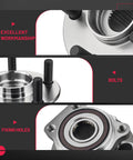 2 Pack Front Wheel Bearing And Hub Assembly 5 Lug Fit For Subaru Forester 2009 2014 Impreza 2008 2014 Legacy 2005 2014 Outback 2005 2014 And XV Crosstrek 2013 2014 Easy No Fuss Drop In Replacement For Smooth Handling hub close-up showing bolts and fixing holes