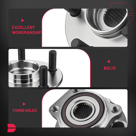 2 Pack Front Wheel Bearing And Hub Assembly 5 Lug Fit For Subaru Forester 2009 2014 Impreza 2008 2014 Legacy 2005 2014 Outback 2005 2014 And XV Crosstrek 2013 2014 Easy No Fuss Drop In Replacement For Smooth Handling hub close-up showing bolts and fixing holes
