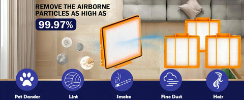 All-In-One Universal Vacuum Replacement Parts Kit includes air filters for pet dander, lint, smoke, fine dust, hair removal.