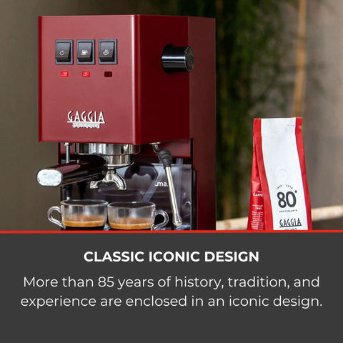 Classic Pro Espresso Machine 1.3L Cherry Red For Home Baristas With Pro Grade 9 Bar Extraction 58mm Commercial Portafilter Three Way Valve Heavy Duty Steam Wand Made In Italy