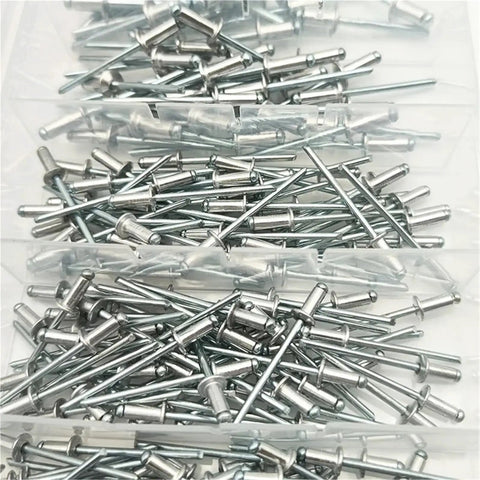 Aluminum Dome Head Blind Rivets Set Assorted Sizes M3.2 M4 M4.8 Pop Rivets Kit For DIY Projects And Heavy Duty Fixes Quick Tool Application Delivers No Fuss Vibration Resistant Holds., assorted aluminum pop rivets in plastic organizer