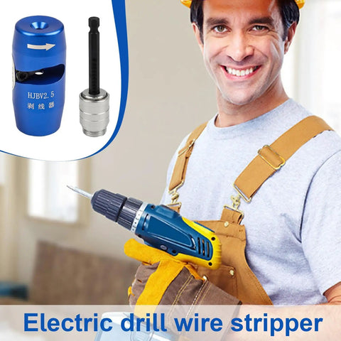 Premium Cord Drill Wire Stripper And Cable Sheathing Crimper Tool For Electrical Pros Portable Handheld Stripping Device in use.