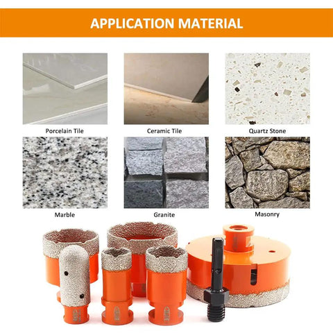 Pro Grade Diamond Core Drill Bits And Hole Saw Set With 5/8-11 Thread for Porcelain, Ceramic, Granite, Marble, Masonry.