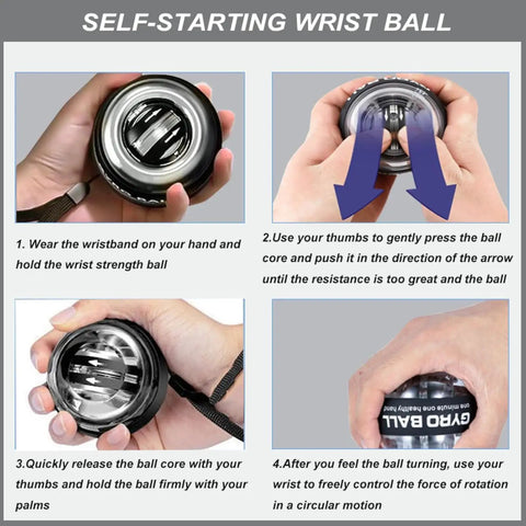 Wrist Gyro Ball With Led Lights For Strength And Rehab, Torque Ball Training Gear With Ball Sleeve And Safety Rope, Gift Box Included, Easy Start Operation, Durable Hand And Forearm Workout Tool self-starting wrist ball in hand