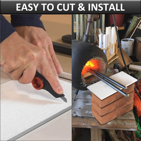 Cutting and installing Ceramic Fiber Insulation Board 2732F Heat Resistant Inorganic Aluminosilicate in furnace applications.
