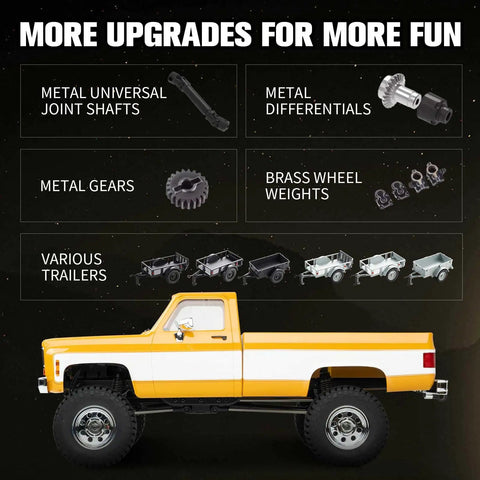 Chevrolet K10 One Eighteen Scale RC Truck With 4WD Dual Speed Switch LED Lights Off Road Crawler for adults, upgrade options.