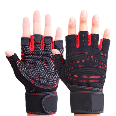 Fingerless Fitness Gloves With Wrist Wrap For Men And Women Breathable Non Slip Gym Gloves For Weightlifting And Barbell Workouts