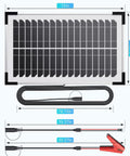 Two Pack 15W Solar Battery Maintainer With Smart Controller showing dimensions and cables, 13x7.95 inches panel.