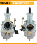 Front and side view of PZ27 Carburetor For 150cc 200cc 250cc ATVs Go Karts Dirt Bikes With Air Filter Mount Bolt On Direct Fit