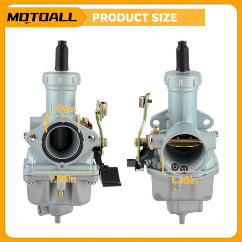 Front and side view of PZ27 Carburetor For 150cc 200cc 250cc ATVs Go Karts Dirt Bikes With Air Filter Mount Bolt On Direct Fit
