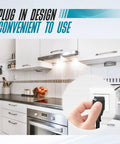 Kitchen with Plug In Ready Range Hood Power Cord Kit For Easy Hardwire-To-Plug Conversion in use, hand plugging cord