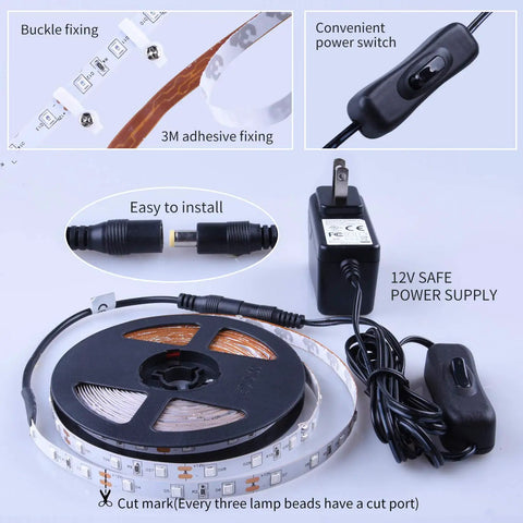 Ultra Bright 20 Foot LED Black Light Strip Kit With 360 LEDs 12V Flexible Ribbon For Indoor Bedroom Decor Fluorescent Glow