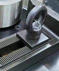 Detail of the clamp mechanism on Badass Heavy Duty Electric Rebar Bender With 1-1/4 Inch Max Diameter Steel Bending Table Machine 110V 3000W.