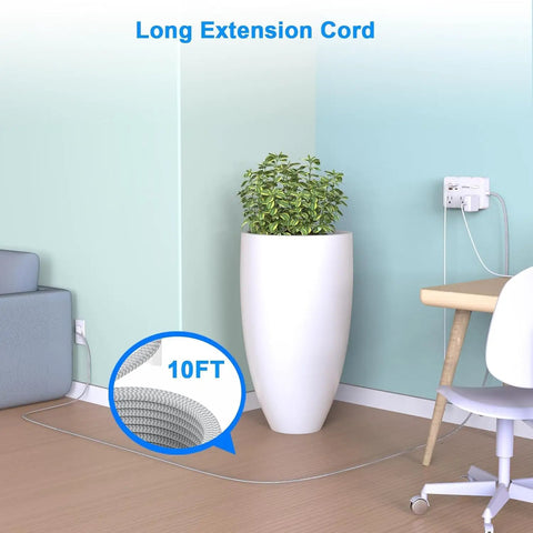 Snag This Game Changing Surge Protector Power Strip With Ten Foot Braided Extension Cord and Six Wide Spaced AC Outlets Plus Dual USB Ports For Plugging All Your Gear Up At The Dorm Or Apartment in a cozy dorm setting.