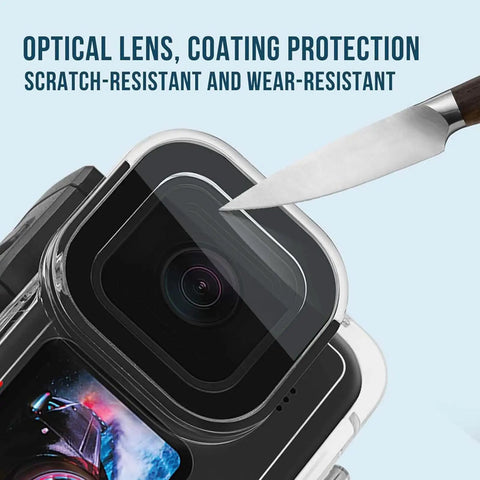 Scratch-resistant GoPro Waterproof Case For Hero 13 12 11 10 9 Black Protective Underwater Housing with optical lens coating.