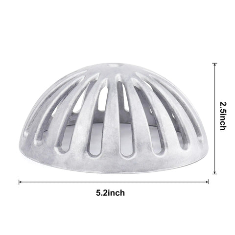 Heavy Duty Aluminum Floor Drain Dome Cover 5-1/2 Inch Width By 2-1/4 Inch Height, rustproof dome strainer side view